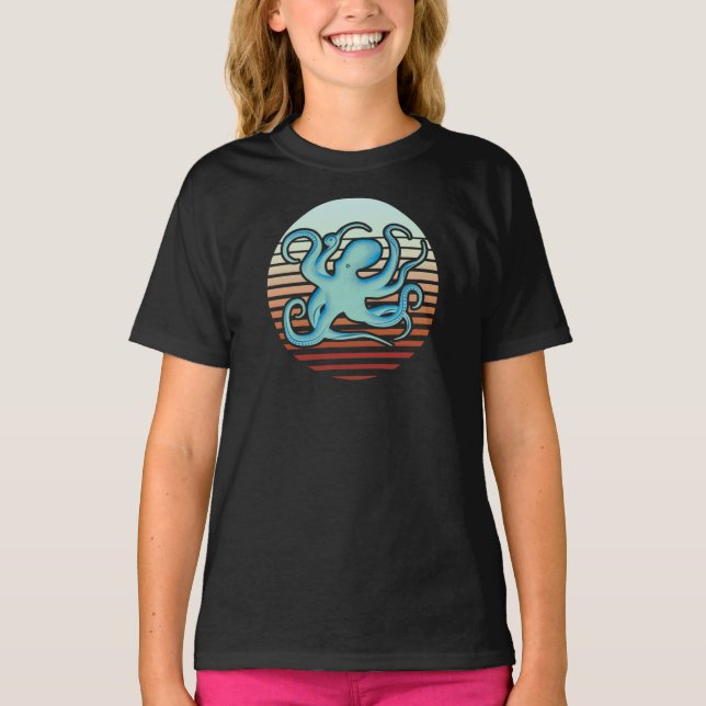 70er Retro Style Octopus T - Shirt (Vorderseite)