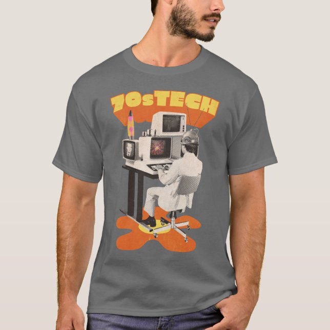 70er RETRO TECH COMPUTER T-Shirt (Vorderseite)