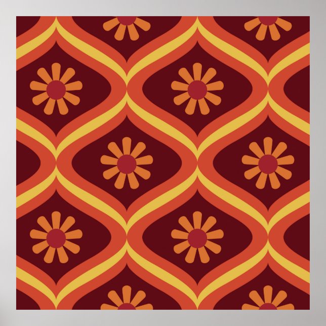 70er retro Vintag Mitte Jahrhundert Moderne nahtlo Poster (Vorne)