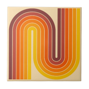 70er Retro Vintag Style Geometric Design Fliese