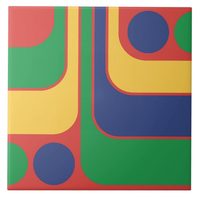 70er Retro Vintag Style Geometric Pattern Fliese (Vorderseite)