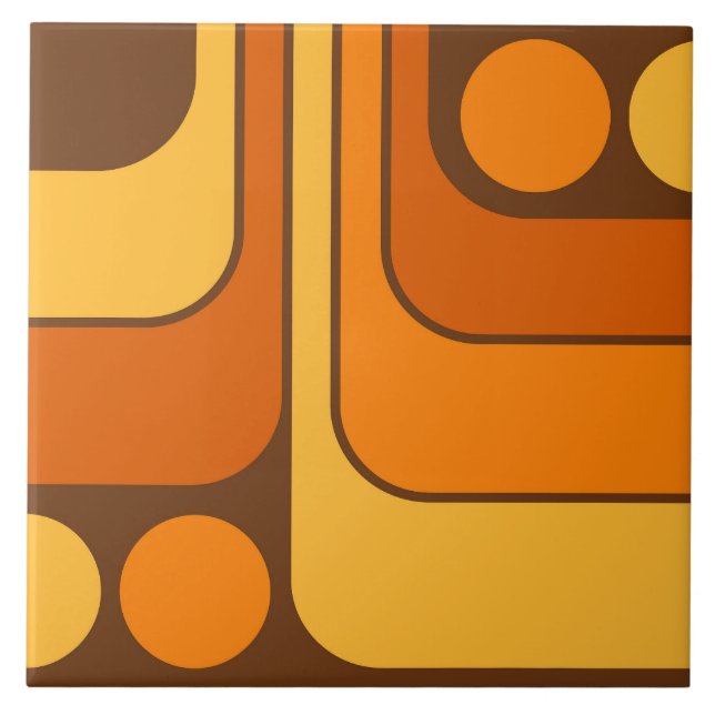70er Retro Vintag Style Geometric Pattern Fliese (Vorderseite)