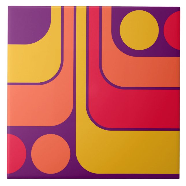 70er Retro Vintag Style Geometric Pattern Fliese (Vorderseite)