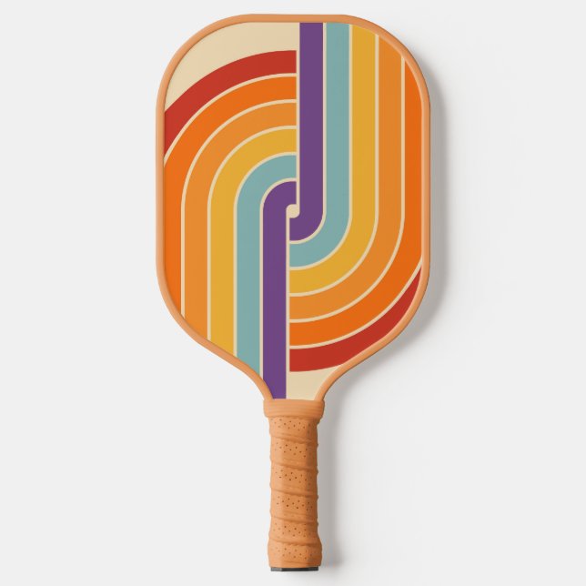 70er Retro Vintag Style Geometric Pattern Pickleball Schläger (Vorderseite)