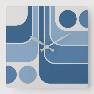 70er Retro Vintag Style Geometric Pattern Quadratische Wanduhr