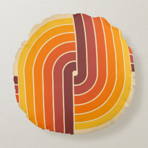 70er Retro Vintag Style Geometric Pattern Rundes Kissen