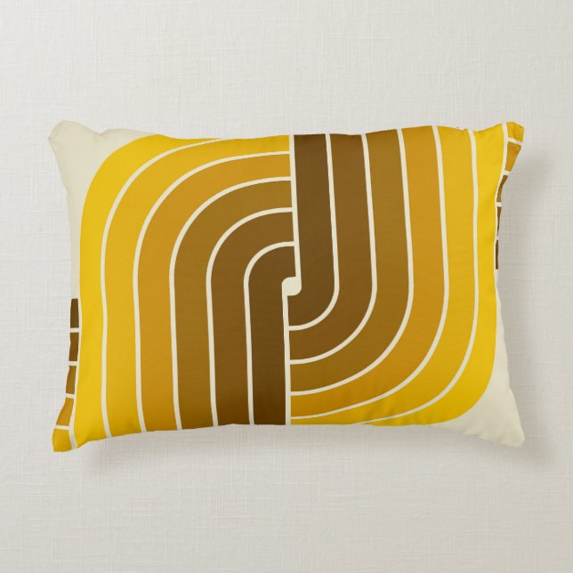 70er Retro Vintage geometrisches Muster Dekokissen (Vorderseite)