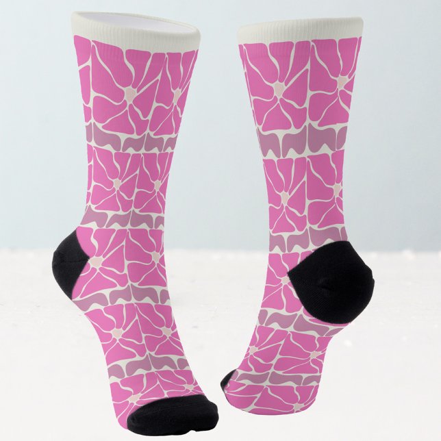 70er Retro Vintage rosa Blume  Socken (Von Creator hochgeladen)