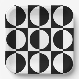 70er Retro Vintage Stil geometrisches Muster Pappteller