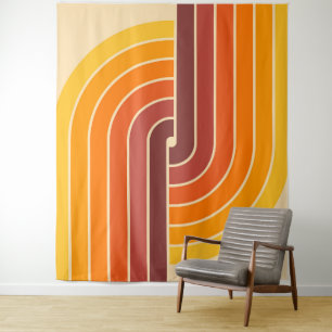 70er Retro-Vintage-Stil geometrisches Muster Wandteppich