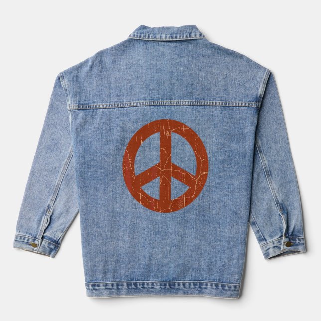 70er Retro Vintages Friedenszeichen Jeansjacke (Rückseite)