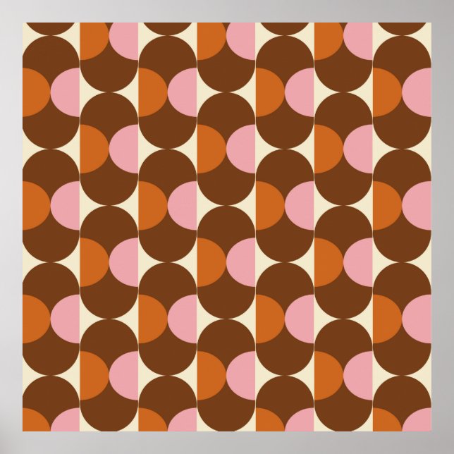 70er Retro Vintages Muster Background Vintage, Geo Poster (Vorne)