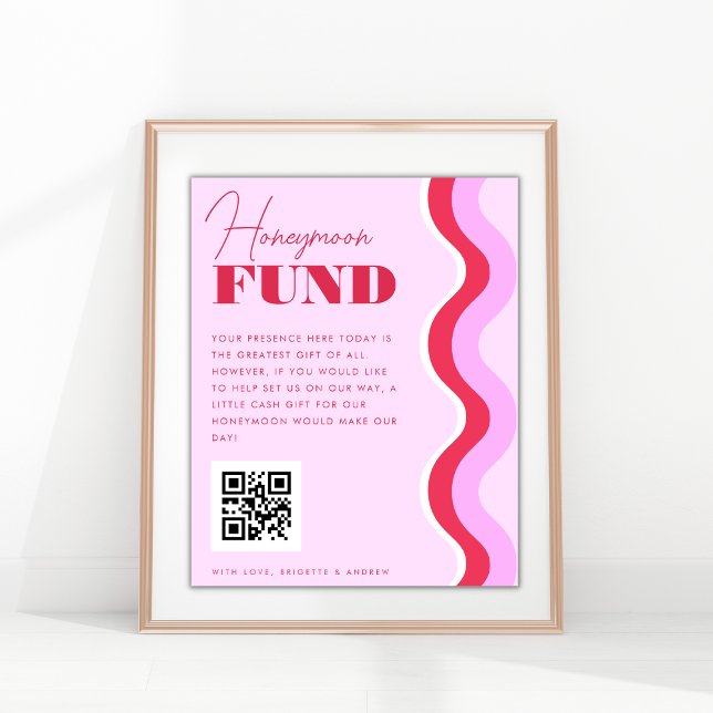 70er Retro Wave Pink und Red Honeymoon Fund Signie Poster (Von Creator hochgeladen)