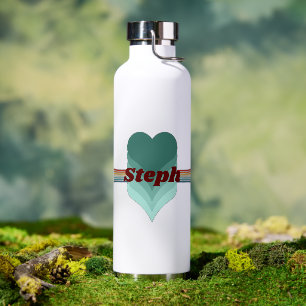 70er Revival Radiation: Aquamarine Herz- und Regen Trinkflasche