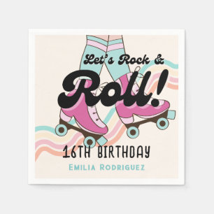 70er Rock und ROLL Roller Skaten-Gastgeschenke Serviette