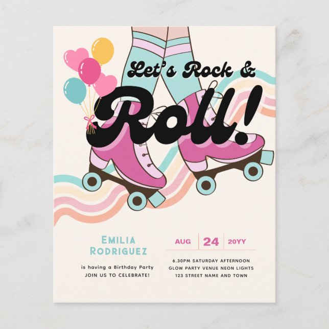 70er Rock und ROLL Roller Skaten Party Retro Girls (Vorderseite)