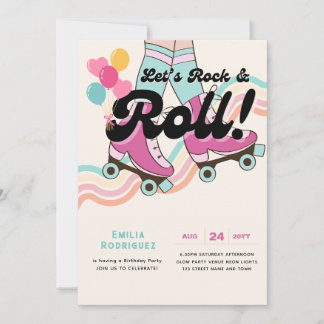 70er Rock und ROLL Roller Skaten Party Retro Girls Einladung
