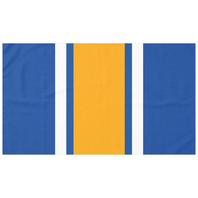 70er Royal Navy Blue Gelb White Racing Streifen Tischdecke (Vorderseite (Horizontal))