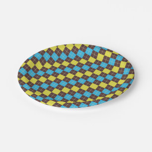 70er schottisches Tartan-Muster Pappteller