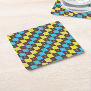 70er schottisches Tartan-Muster Rechteckiger Pappuntersetzer