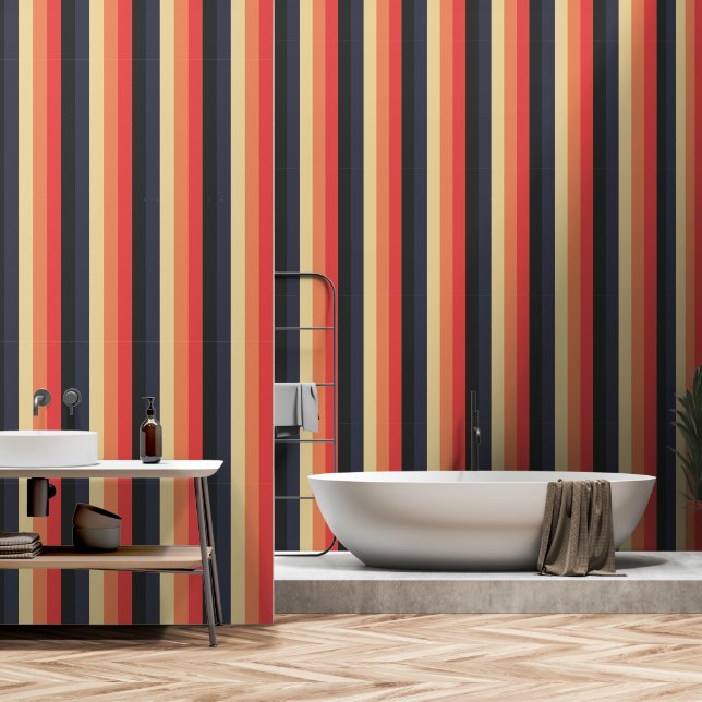 70er Streifen Muster Tapete (Badezimmer)