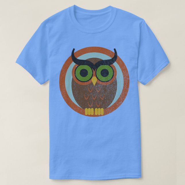 70er Style Owl verblasst Baseball T-Shirt (Design vorne)