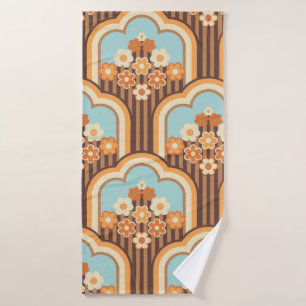 70er-Tapete nahtloses Design, Vintage Blume Badehandtuch