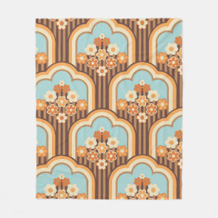 70er-Tapete nahtloses Design, Vintage Blume Fleecedecke