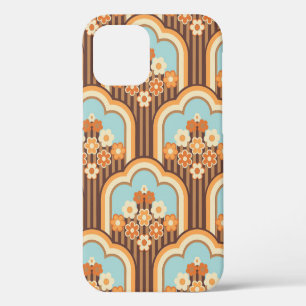 70er-Tapete nahtloses Design, Vintage Blume  iPhone 12 Hülle
