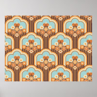 70er-Tapete nahtloses Design, Vintage Blume