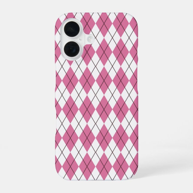 70er-Tartan-Muster Rosa iPhone 16 Hülle (Rückseite)