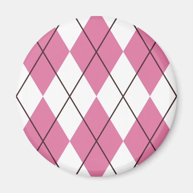 70er-Tartan-Muster Rosa Magnet (Vorne)