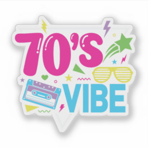 70er-Vibe Retro-Neon-Stil Aufkleber