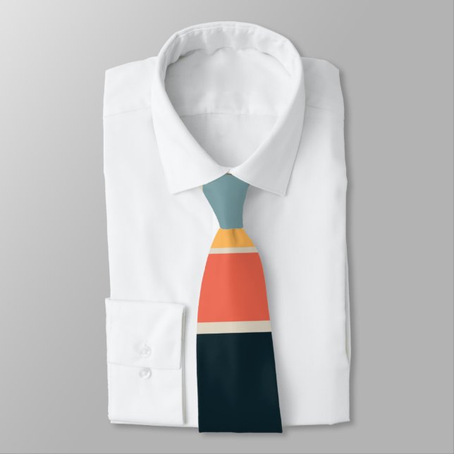 70er Vintag Navy-Blue-Gelb-Streifen Muster Krawatte (Gebunden)