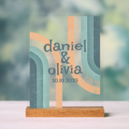 70er Vintag Rainbow Wedding Acrylschild