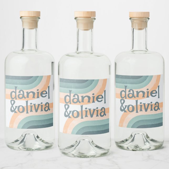 70er Vintag Rainbow Wedding Alkoholflaschenetikett (Flaschen)