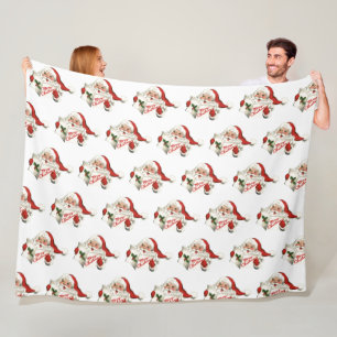 70er Vintag Santa Christmas Vintag Retro Fleecedecke