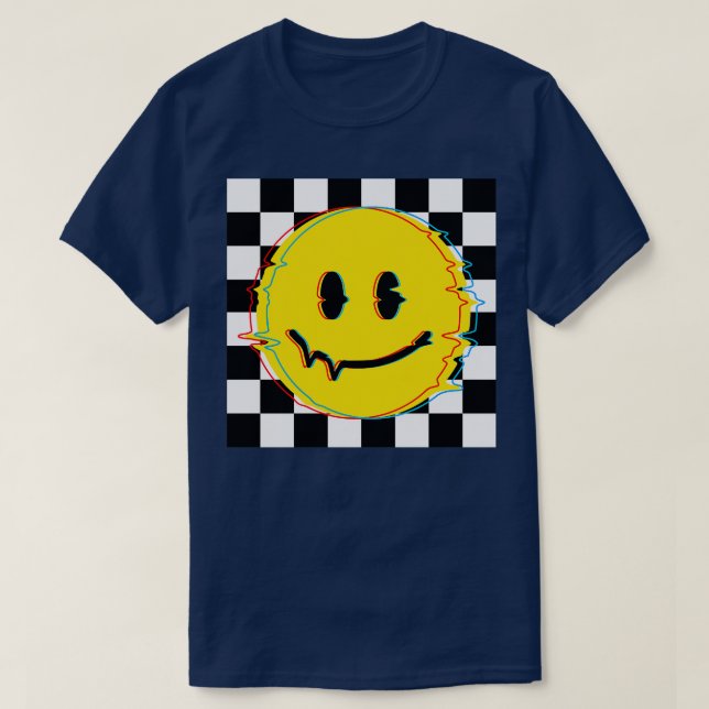 70er Vintag Smiley Glitch T-Shirt (Design vorne)