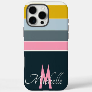 70er Vintag Stripe Muster gürtelförmige Monogramm- iPhone 16 Pro Max Hülle