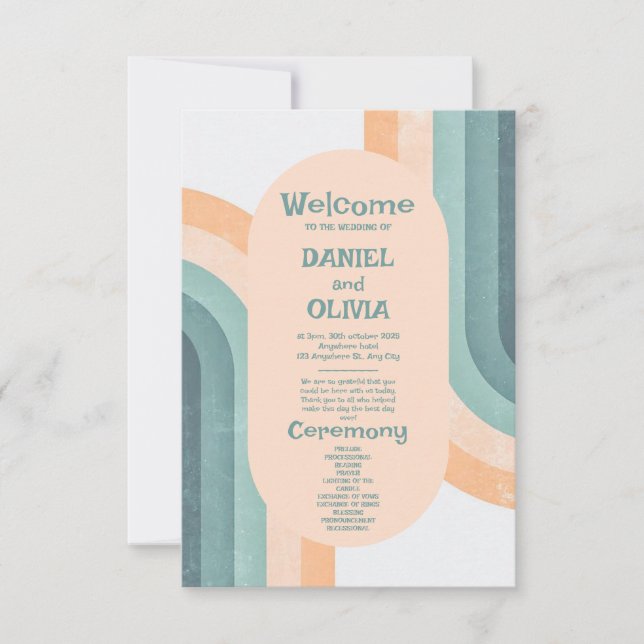 70er Vintage Rainbow-Hochzeitsprogramme (Vorderseite)