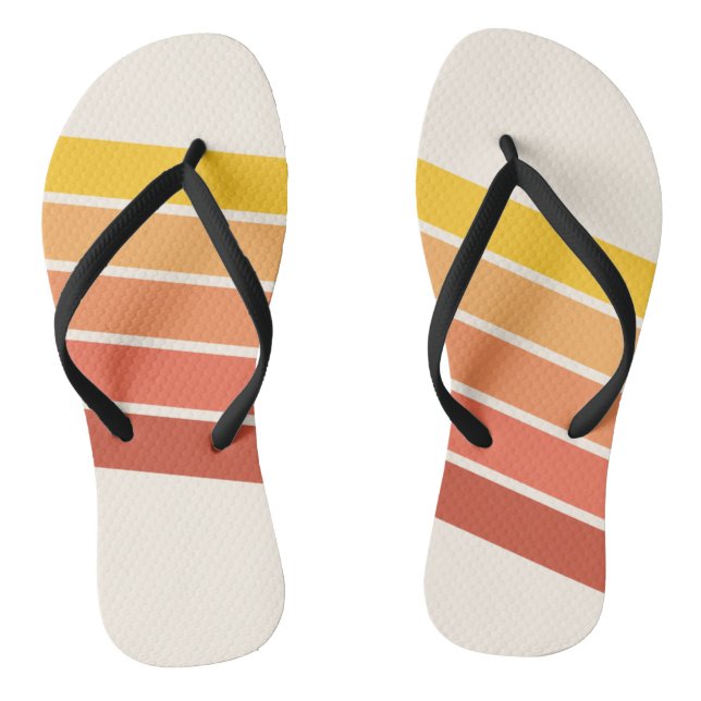 70er Vintage Retro Streifen Flip Flops (Fußbett)