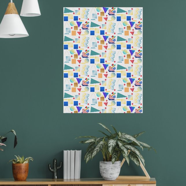 70er Vintages, farbiges geometrisches Muster Poster (Wohnzimmer 1)
