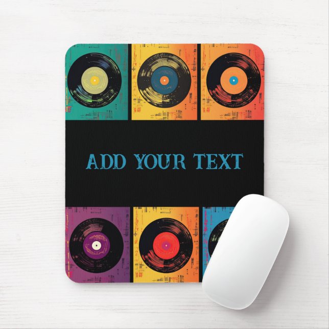 70er Vinyl Record Muster Retro Mousepad (Mit Mouse)