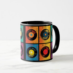 70er Vinyl Record Muster Retro Tasse