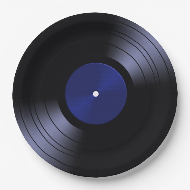 70er Vinyl Record Retro Pappteller (Vorderseite)