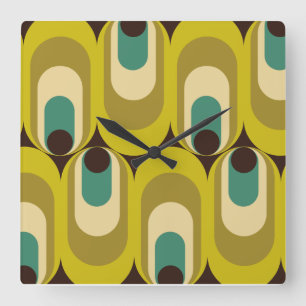 70s 60s inspired wall clock quadratische wanduhr