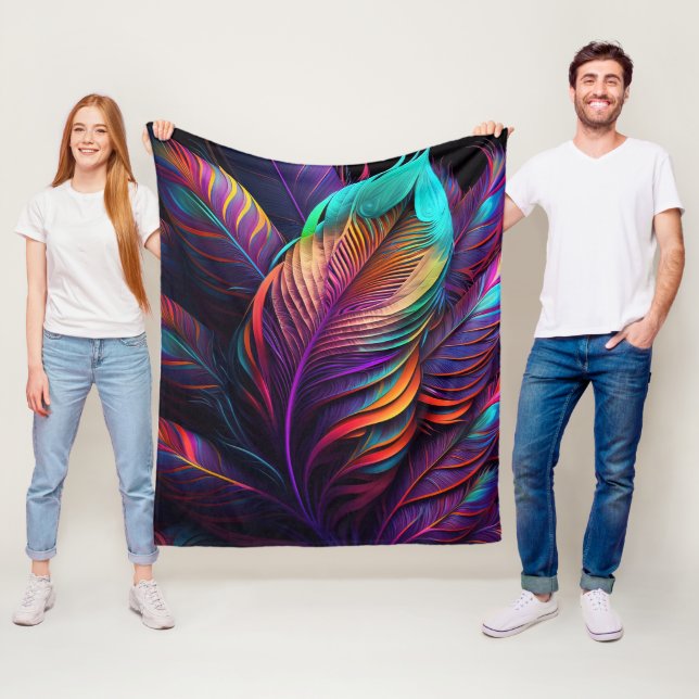 70s 60s Psychedelic Feathers  Fleecedecke (Beispiel)