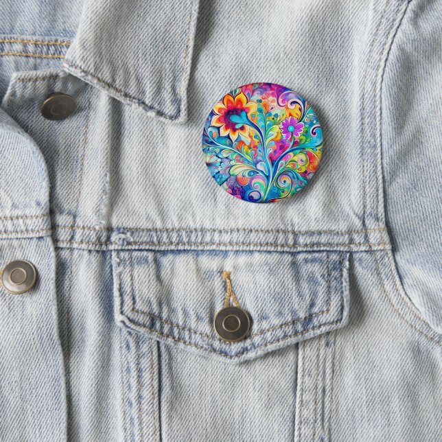 70s 60s Psychedelic Hippy Retro Hip Button (Beispiel)