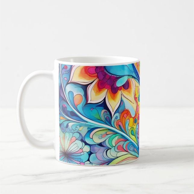 70s 60s Psychedelic Hippy Retro Hip Kaffeetasse (Links)