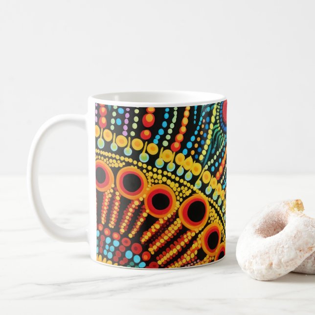 70s 60s Psychedelic Hippy Retro Hip Kaffeetasse (Mit Donut)